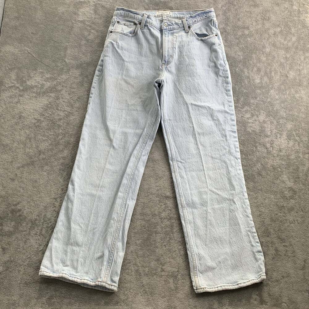 Abercrombie & Fitch The Baggy Low Rise Jeans Women 28 6S Blue Curve Love Denim - Picture 2 of 11